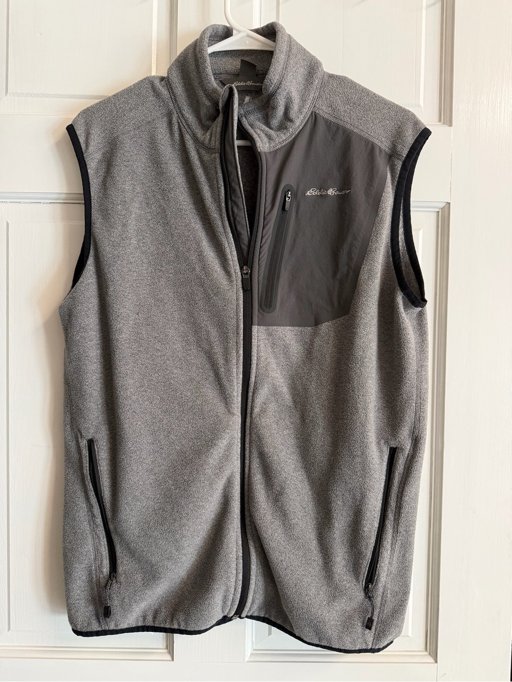 Eddie Bauer Grey Men's Fleece Vest with Chest Pocket